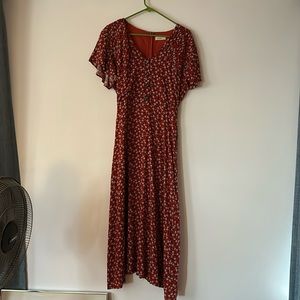 Roolee - Small, Full length flowy burnt orange dress NWOT